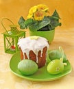 Easter cake and eggs Royalty Free Stock Photo