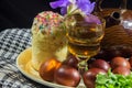 Easter cake and eggs Krashenki