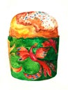 Easter cake hand-drawn watercolor. watercolor drawing. Royalty Free Stock Photo