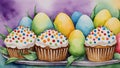 Easter cake, kulich, watercolor background wallpaper