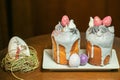 Easter Cake - Russian and Ukrainian Traditional Kulich, Paska Easter Bread. Selective focus Royalty Free Stock Photo