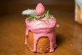 Easter Cake - Russian and Ukrainian Traditional Kulich, Paska Easter Bread. Selective focus Royalty Free Stock Photo