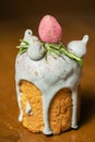 Easter Cake - Russian and Ukrainian Traditional Kulich, Paska Easter Bread. Selective focus Royalty Free Stock Photo