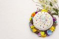 Easter cake on white putty background. Traditional Orthodox festive bread Royalty Free Stock Photo
