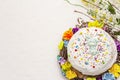 Easter cake on white putty background. Traditional Orthodox festive bread Royalty Free Stock Photo