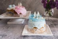 Easter Cakes decorated with nest and eggs - Traditional Kulich, Paska Easter Bread