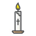 Easter candle filled outline icon, easter holiday