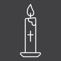 Easter candle line icon, easter and holiday