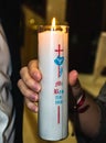 Easter candle, symbol of Christ`s Resurrection