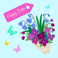 Easter card with a bouquet of wild flowers and congratulations