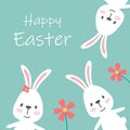 Easter card with bunnies and flowers