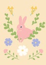 Easter card with bunny in flowers