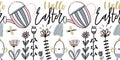 Easter card with calligraphy lettering hello easter. Handwritten vector illustration