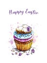 Easter card with cupcake and eggs