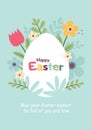 Easter card with egg and flowers Royalty Free Stock Photo