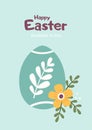 Easter card with egg and flowers Royalty Free Stock Photo