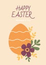 Easter card with egg and flowers Royalty Free Stock Photo