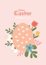 Easter card with egg and flowers Royalty Free Stock Photo