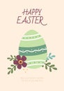 Easter card with egg and flowers Royalty Free Stock Photo