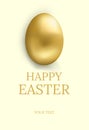 Easter card. Happy easter greetings card with golden egg and space for text. Vector illustration. Royalty Free Stock Photo