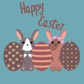 Easter card with bunnies and eggs