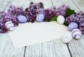 Easter card with lilac flowers Royalty Free Stock Photo