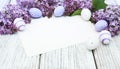 Easter card with lilac flowers Royalty Free Stock Photo