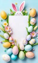 Easter card, painted eggs with floral pattern with copy space, Happy Easter greeting, Royalty Free Stock Photo