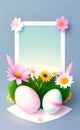 Easter card, painted eggs with floral pattern with copy space, Happy Easter greeting, Royalty Free Stock Photo