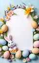 Easter card, painted eggs with floral pattern with copy space, Happy Easter greeting, Royalty Free Stock Photo