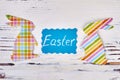 Easter card and rabbit cutouts. Royalty Free Stock Photo