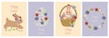 Easter card set with cute bunnies and flowers. Vector graphics Royalty Free Stock Photo