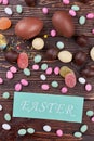 Easter card and sweets. Royalty Free Stock Photo