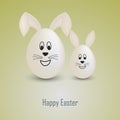 Easter card with two eggs with bunny ears
