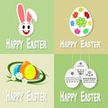 Easter cards illustration with easter eggs and easter bunny.