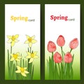 Easter cards with spring flowers (tulips and daffodils).