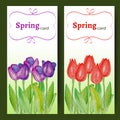 Easter cards with spring flowers - tulips.