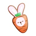 Easter Carrot Cookie and Rabbit Clipart