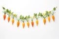 Easter Carrots Garland Isolated on White