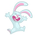 Easter cartoon bunny rabbit excited Royalty Free Stock Photo