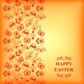 Easter cartoon vertical ornament card on orange background
