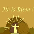 Easter cave poster sketch. Easter background. Empty cave and Christ. Vector illustration. stock image. Royalty Free Stock Photo