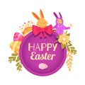 Easter celebration frame in flat style