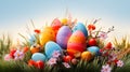 easter celebration vibrant spring scene with lush green grass on white or yellow background Royalty Free Stock Photo