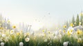 Easter celebration with vibrant spring scene and lush green grass on white or yellow background Royalty Free Stock Photo