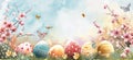 Easter Celebration: A Vibrant Vector Illustration of Eggs, Flowe