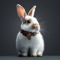 Easter charm Isolated young white rabbit in a studio setting