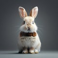 Easter charm Isolated young white rabbit in a studio setting