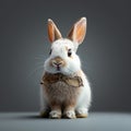 Easter charm Isolated young white rabbit in a studio setting