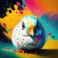 Easter chick on colorful splash background Royalty Free Stock Photo
